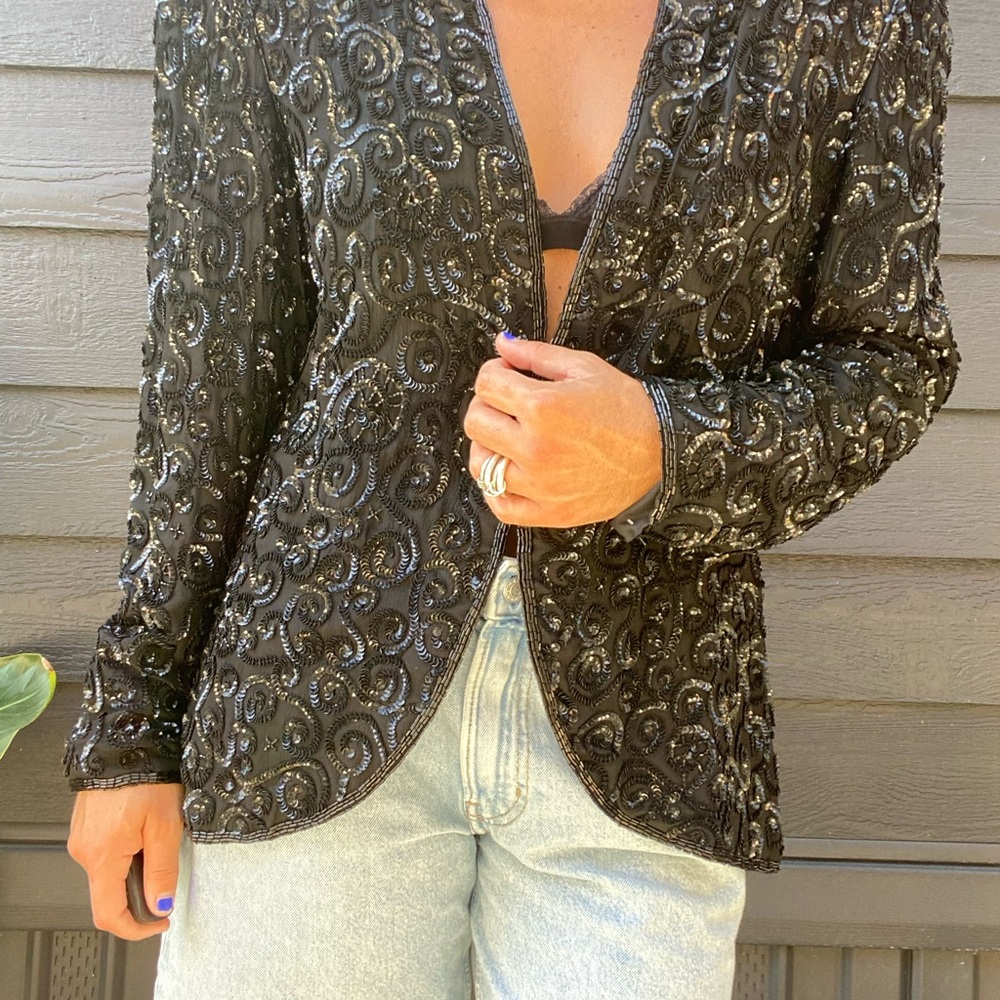 Black Sequin Jacket - image 1